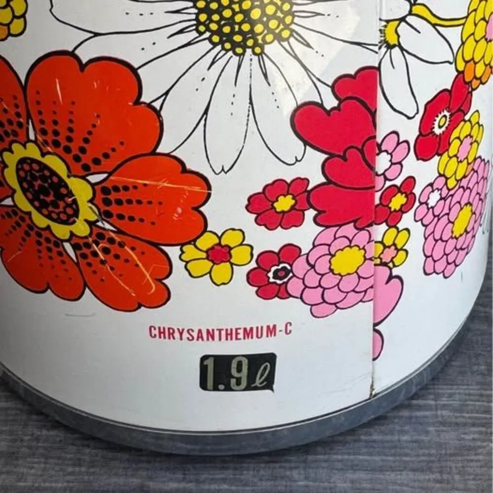 1960’s 1.9L King Hot Cold Thermos Pump Hippie Flower Works Tested